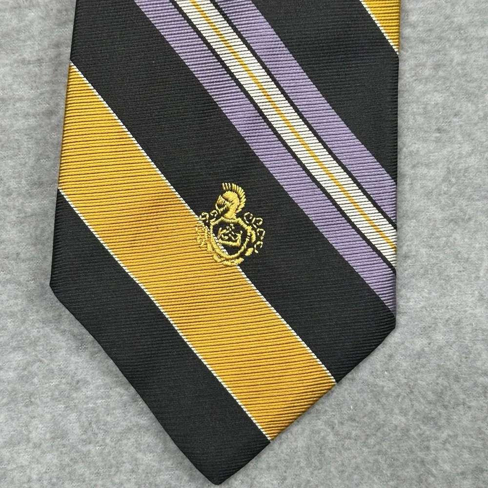 Vintage Kings Road Neck Tie Mens Mogador Stripe‎ Yellow Purple Sears 54x4